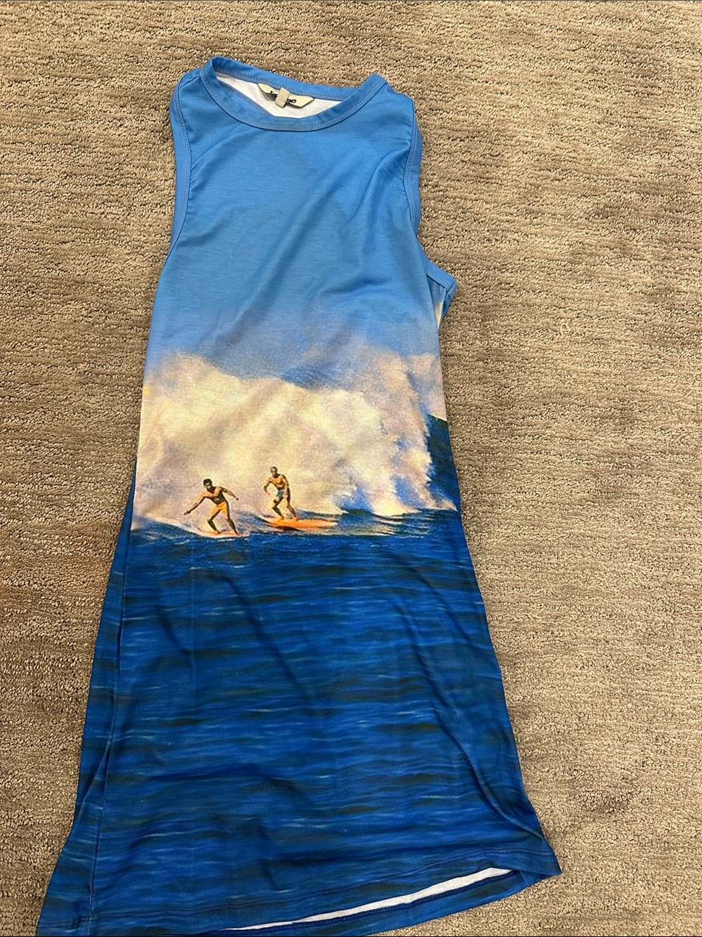 Mirae Blue Surf Print Women's Swim Cover-Up Dress small